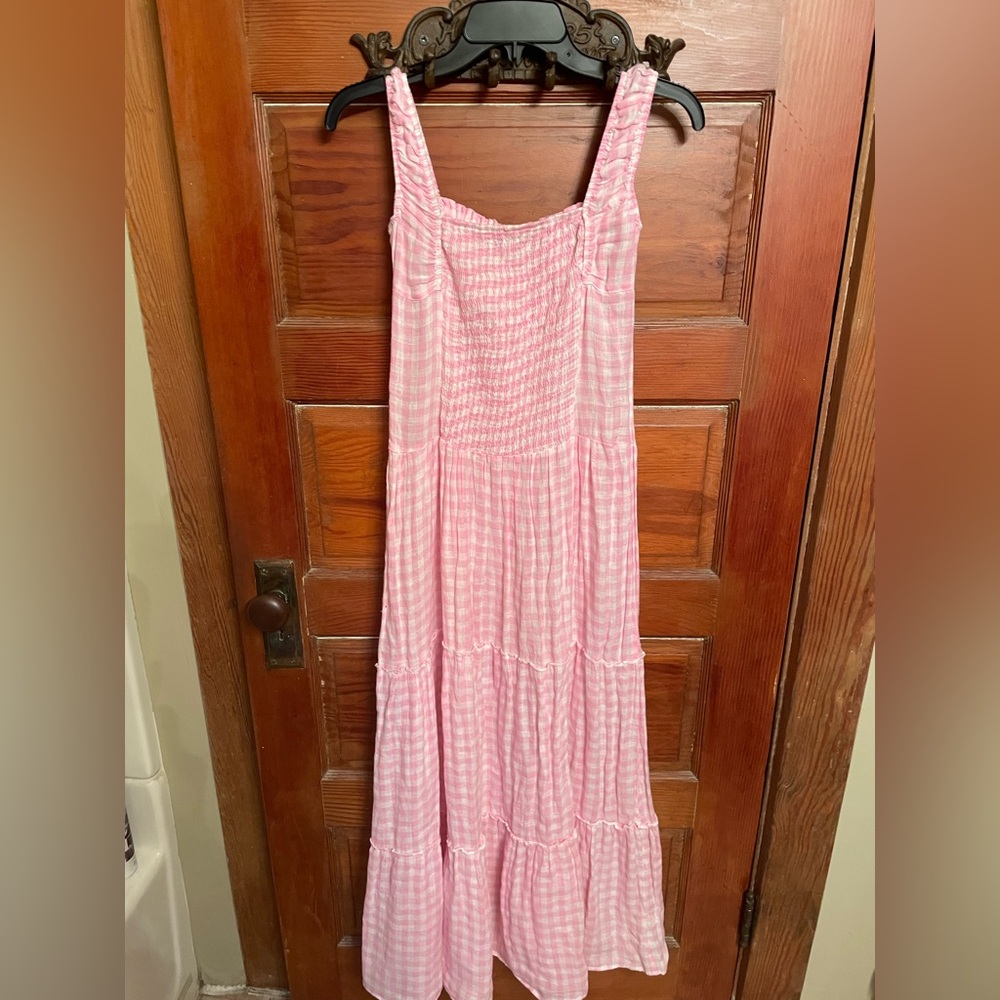 Frankie's Bikinis Pink Gingham Maxi Dress - Picture 5 of 9